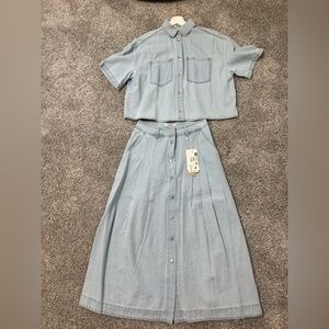 Garcia - Light Blue Denim Skirt and Top Set - XS